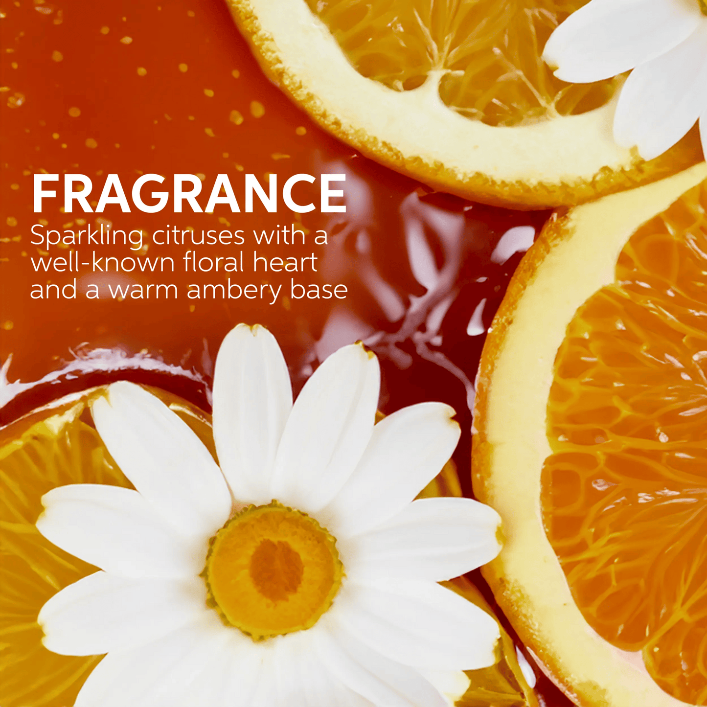 Wella Professionals Ultimate Smooth — Image of orange and flowers. Text reads fragrance sparkling citruses with a well-known floral heart and a warm ambery base.