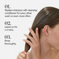 Wella Professionals NutriCurls — Image displaying a woman washing her hair with numbered instructions: apply to wet hair, massage and lather, rinse and repeat.