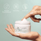 Wella Professionals NutriCurls — Hands holding a jar of Wella Professionals NutriCurls Waves & Curls Mask. Above the product are icons representing key benefits: Intense Nourishment, Anti-Frizz, and Soft Hair.