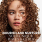 Wella Professionals NutriCurls — Close-up of a woman with textured, curly brown hair, and the text "Nourish and Nurture Your Unique Waves & Curls."
