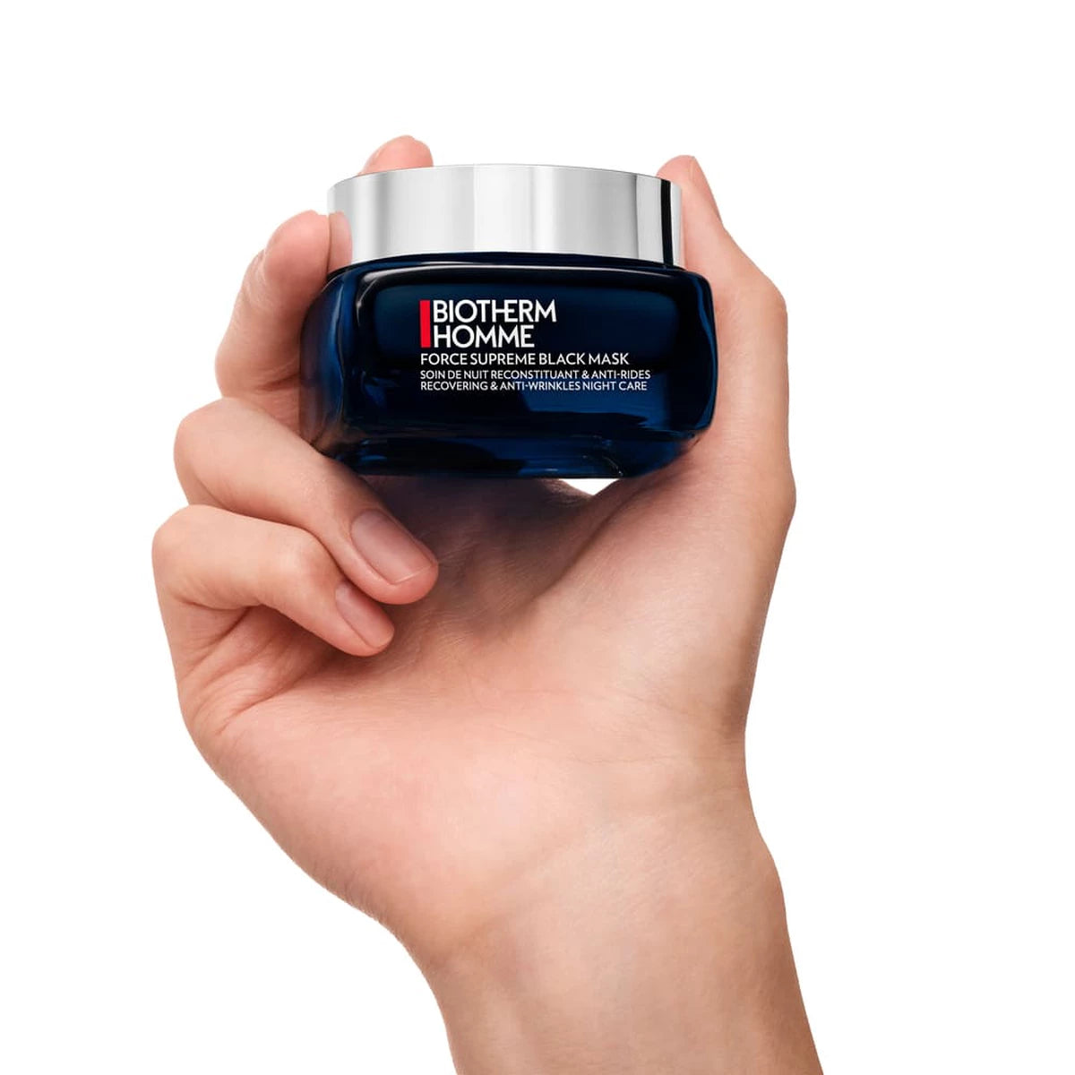 Biotherm Homme Force Supreme Black Mask 50 ml shown in hand