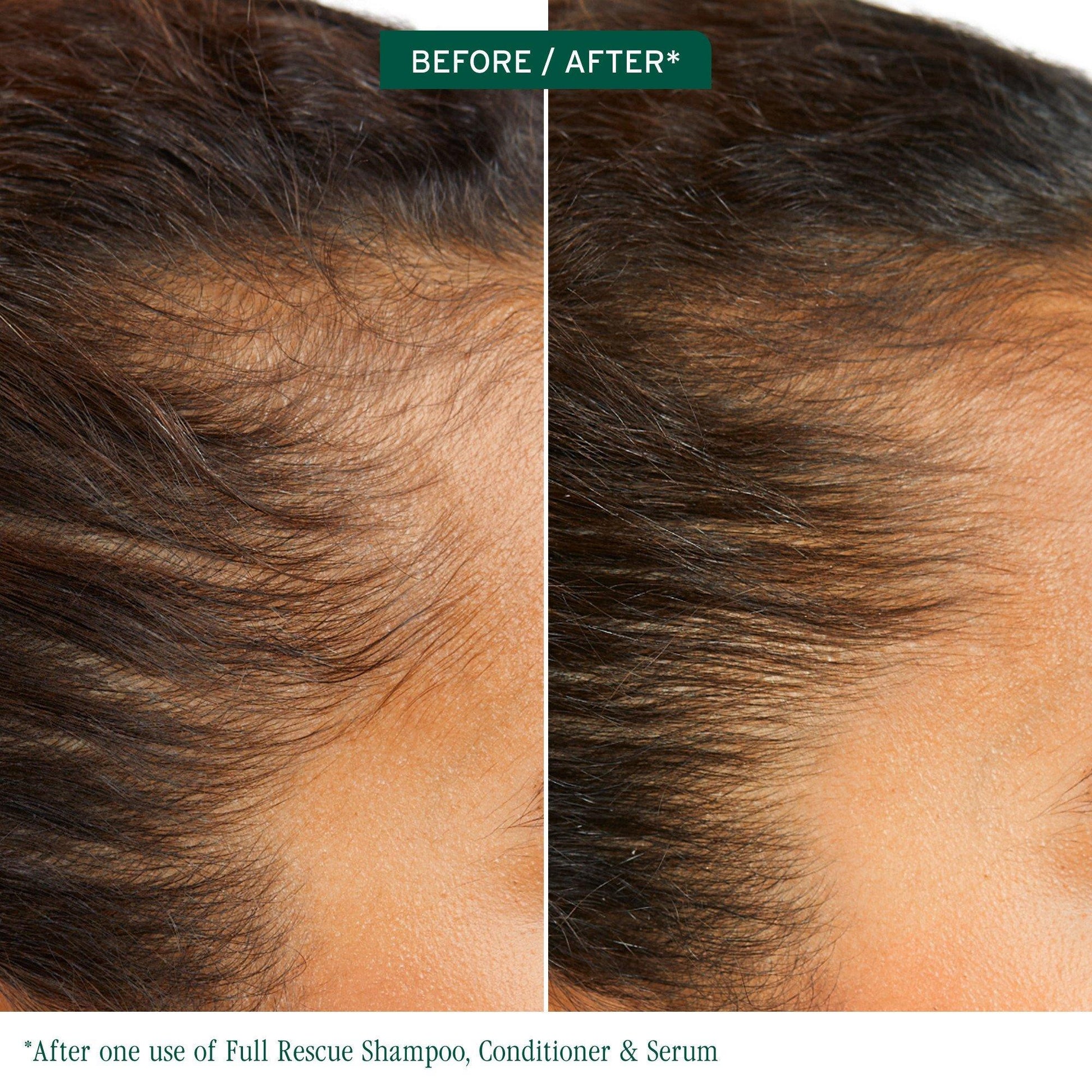 Biolage Full Rescue Duo — before and after one use — visibly fuller, thicker-looking hair