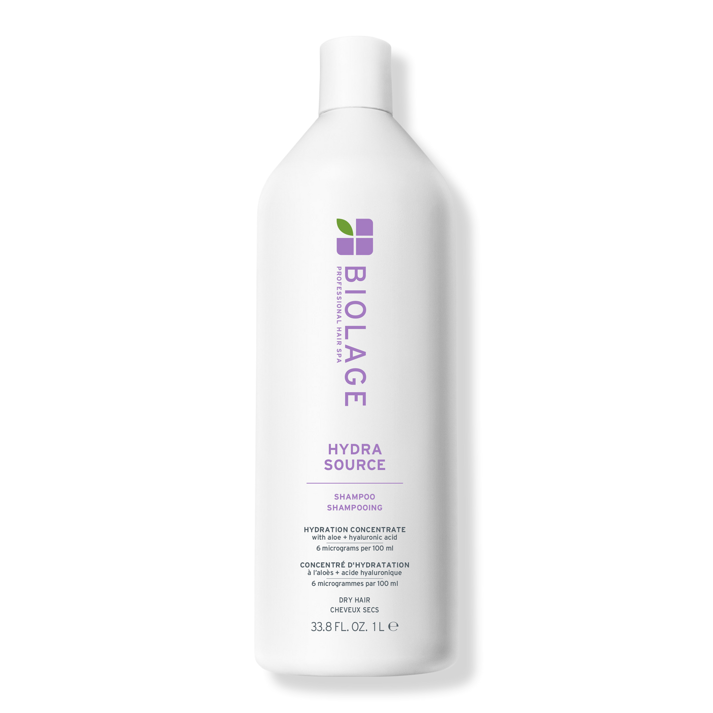 Biolage HydraSource Shampoo 1 L — white litre bottle, front label, plain background