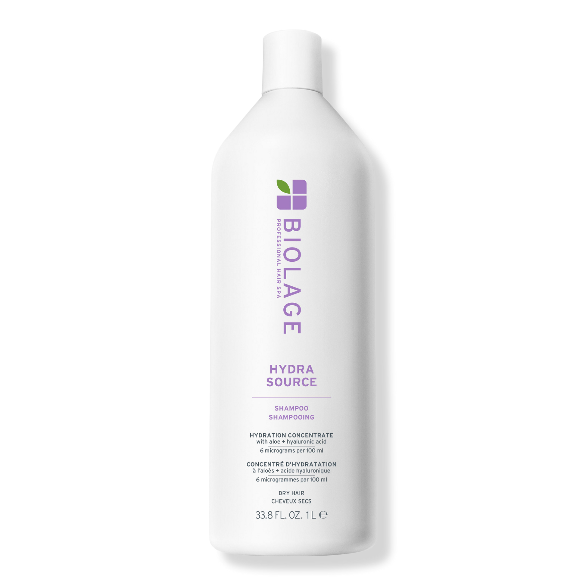 Biolage HydraSource Shampoo 1 L — white litre bottle, front label, plain background