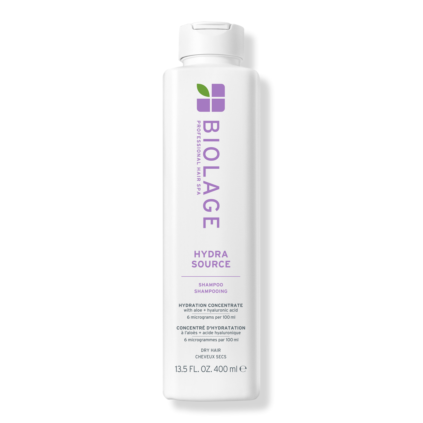 Biolage HydraSource Shampoo 400 ml — white bottle, front label, plain background