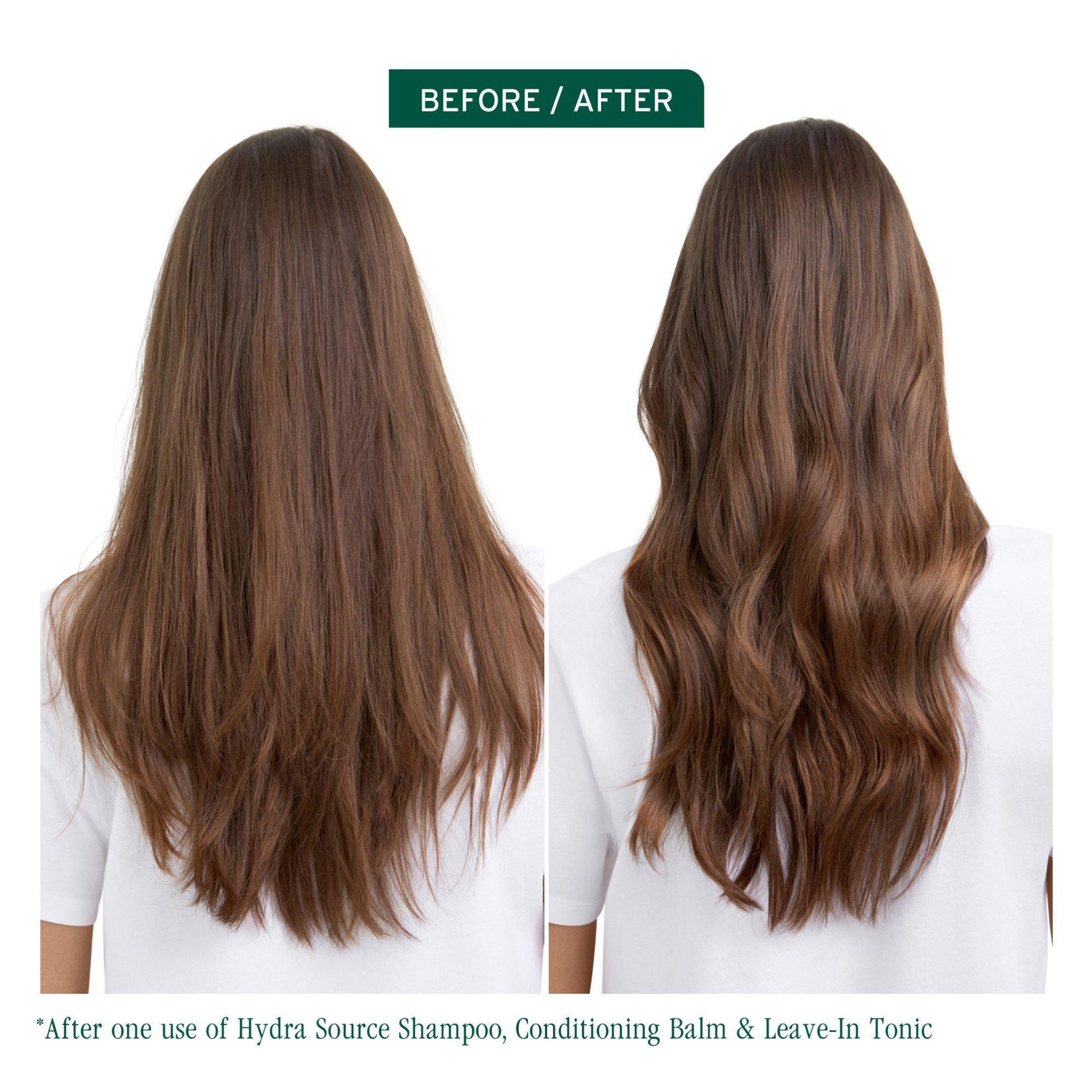 Biolage HydraSource Shampoo — before and after one use, dry hair smoothed and softened