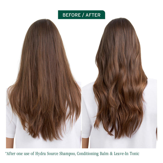 Biolage HydraSource Shampoo — before and after one use, dry hair smoothed and softened