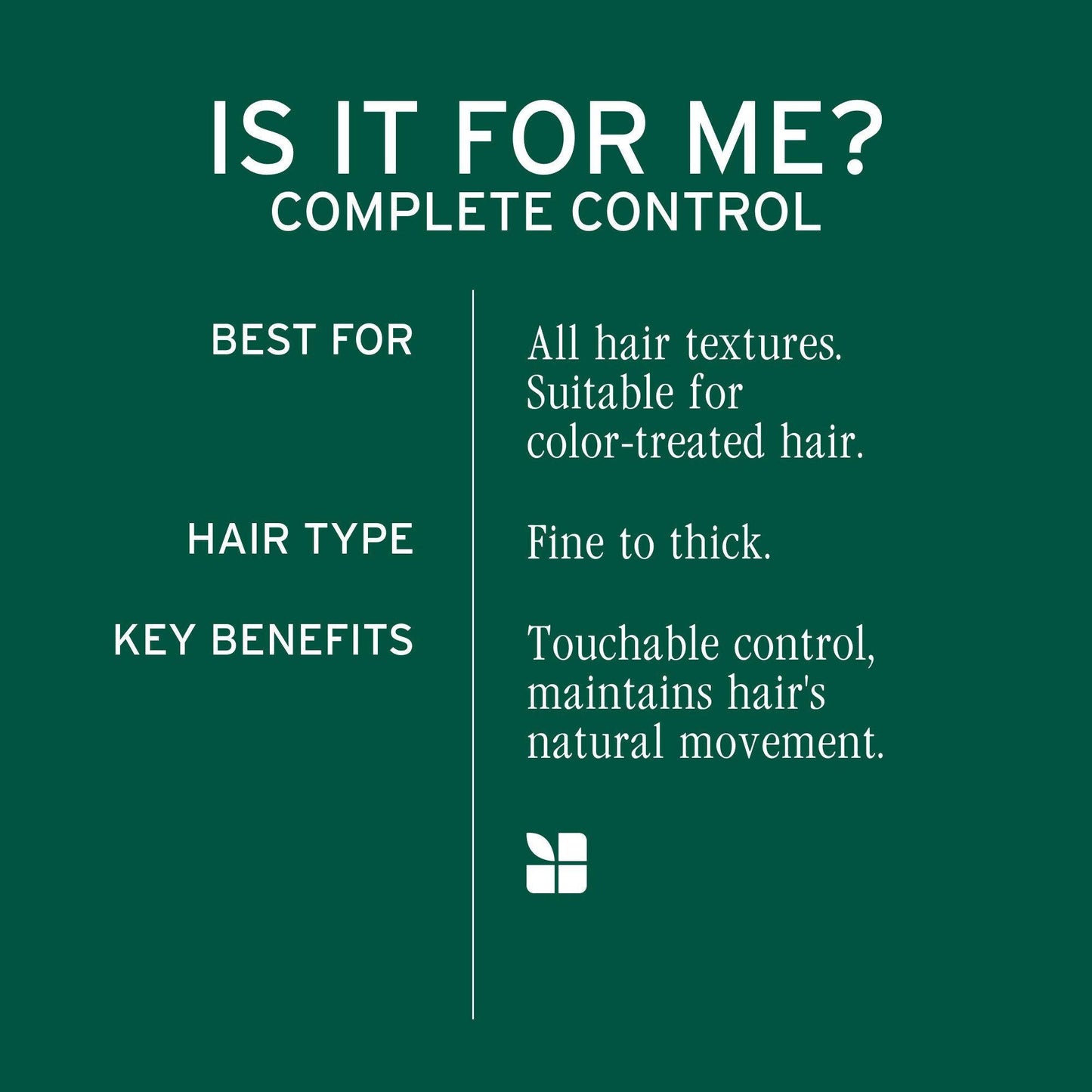Biolage Complete Control "Is it for me?" benefits card
