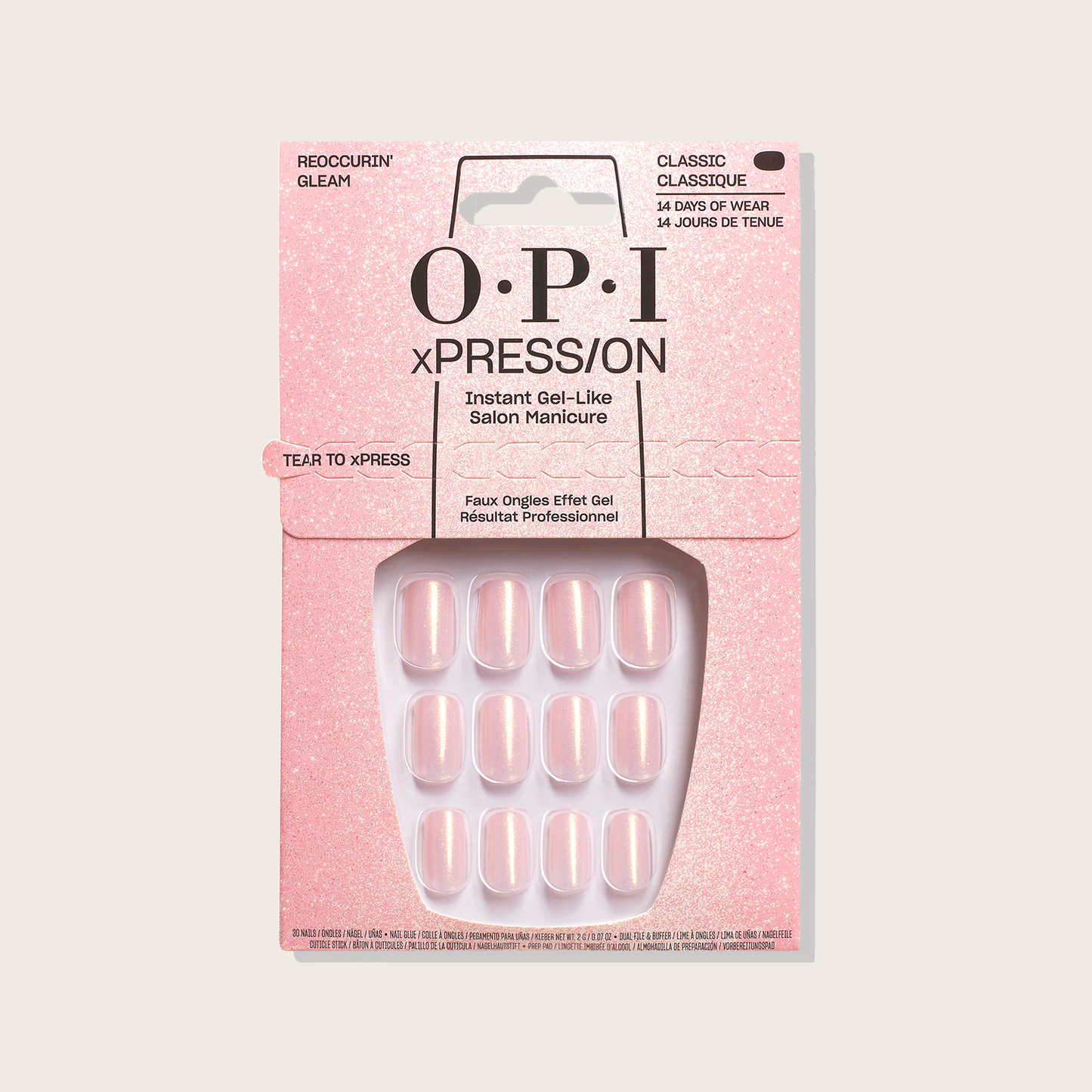 OPI xPRESS/ON Reoccurin' Gleam – Shimmery Pink Press-On Nails AN039S