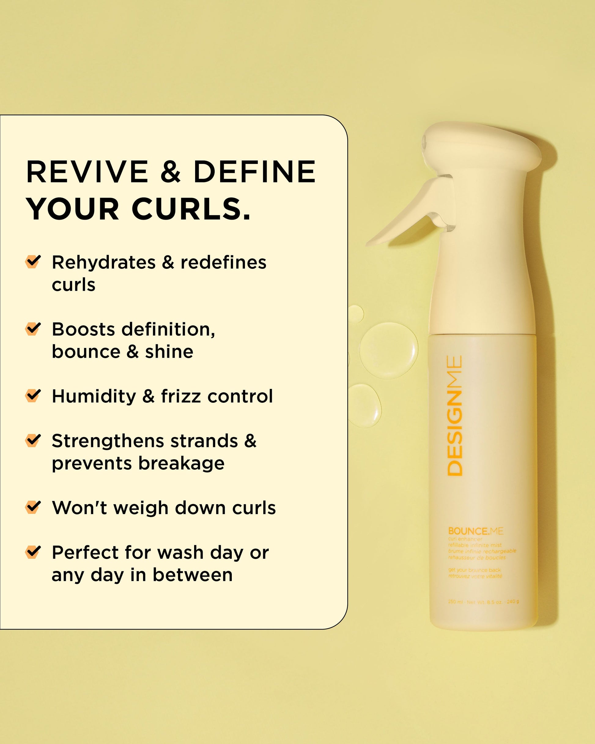 Design.Me Bounce.Me Curl Enhancer Mist – 94% Natural Curl Revival Between Washes