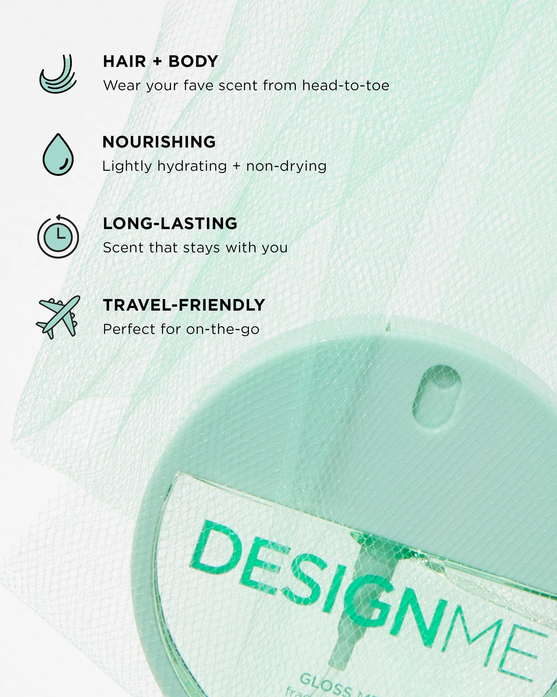 Design.Me Gloss.Me Hair & Body Fragrance Mist – Ambrette, Magnolia & Sandalwood 25ml