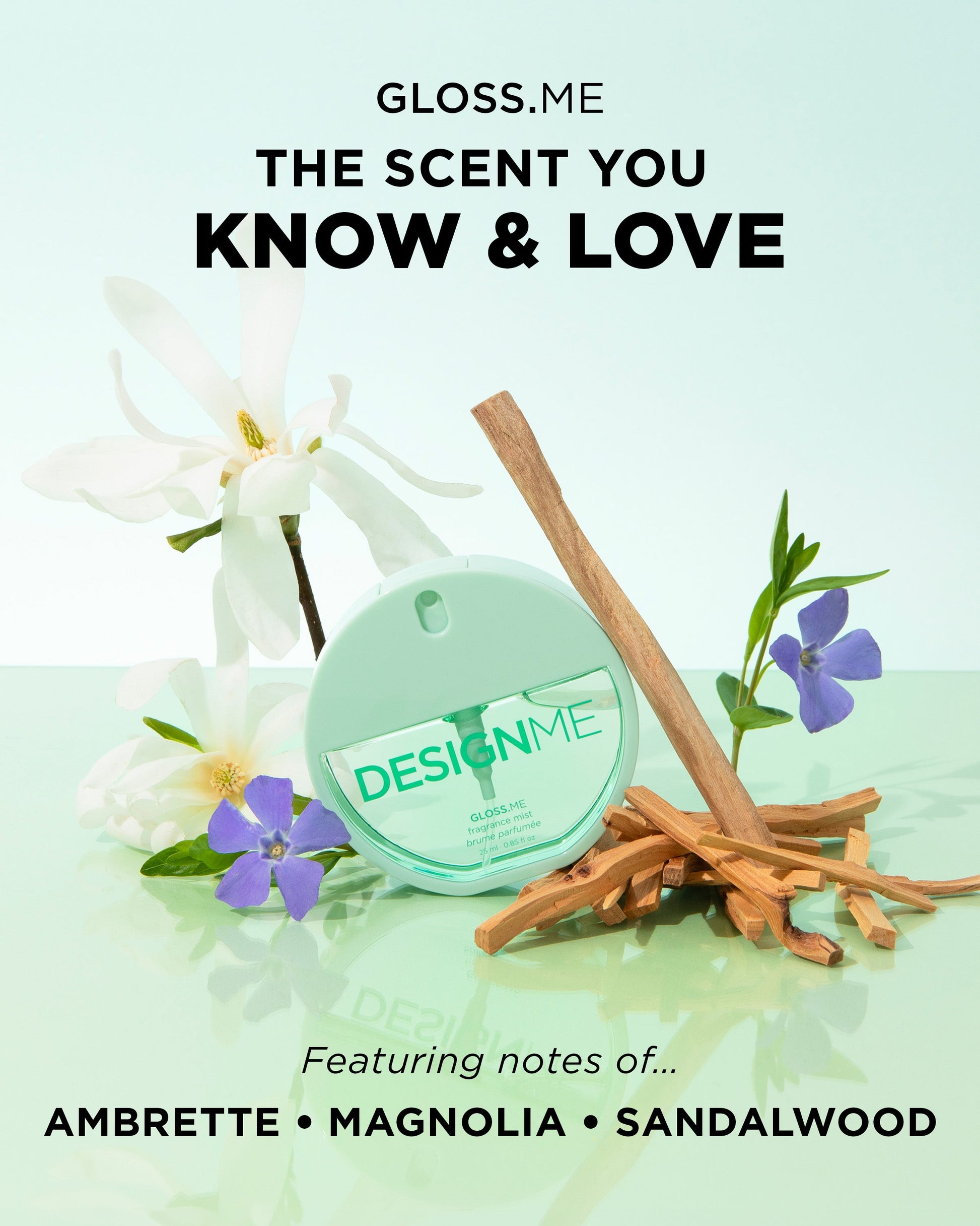 Design.Me Gloss.Me Hair & Body Fragrance Mist – Ambrette, Magnolia & Sandalwood 25ml