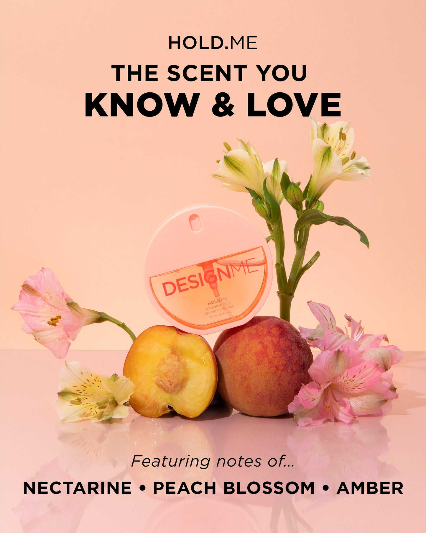 Design.Me Hold.Me Hair & Body Fragrance Mist – Nectarine, Peach Blossom & Amber 25ml