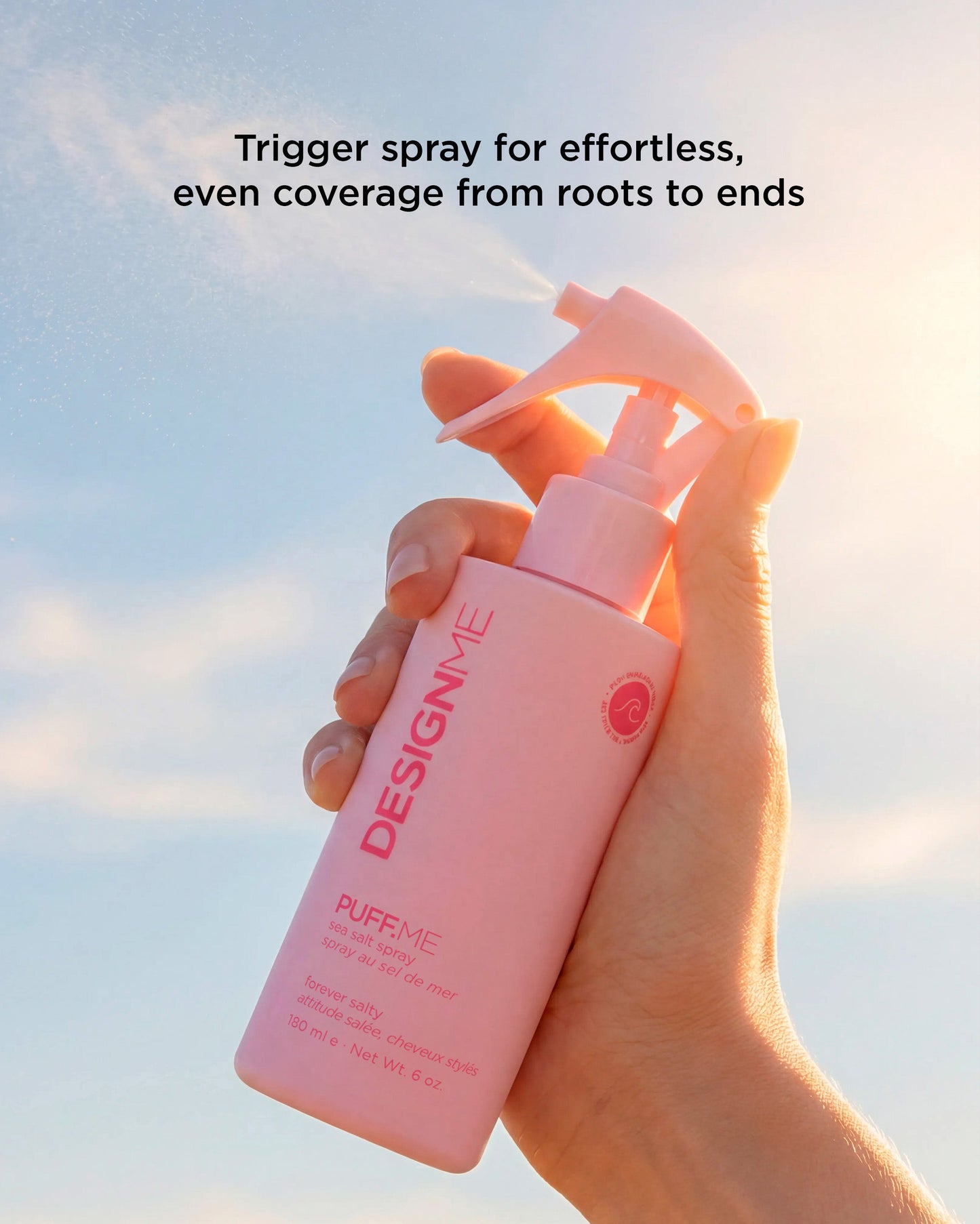 Design.Me Puff.Me Sea Salt Spray – Pink Himalayan Salt Beach Waves, Never Drying