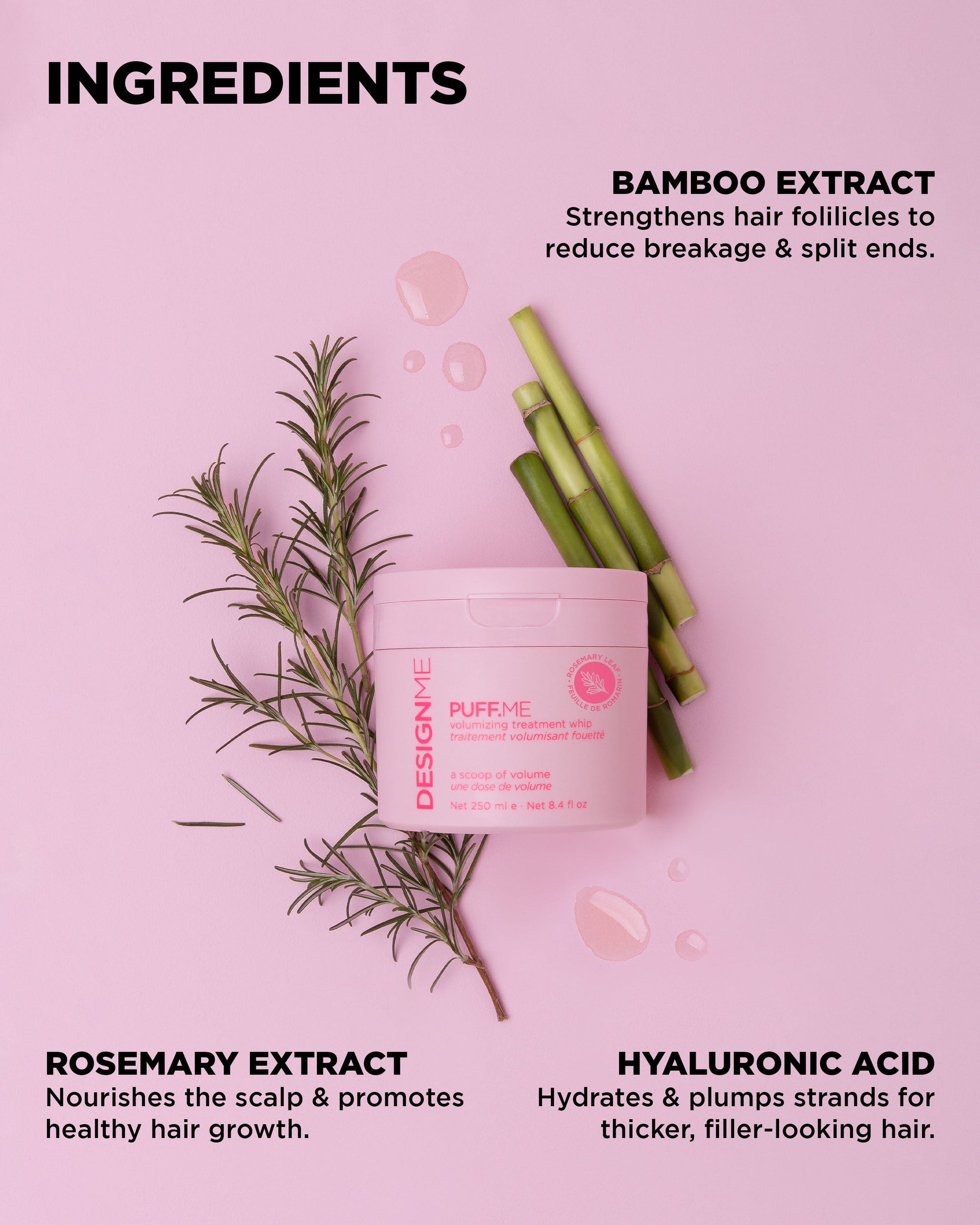Design.Me Puff.Me Volumizing Treatment Whip – Rosemary & Bamboo for Fuller Hair