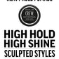 American Crew Heavy Hold Pomade — benefits card: high hold, high shine, sculpted styles, helps control textured curls