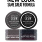 American Crew Heavy Hold Pomade — new-look packaging card showing the current 85 g / 3 Oz tub beside the previous livery