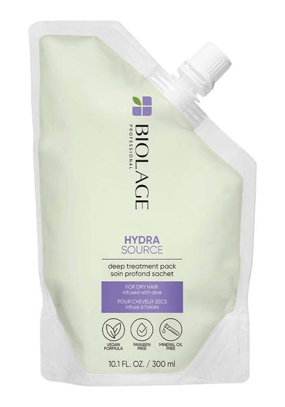 Biolage Hydra Source Deep Treatment Pack 10.1 fl oz / 300 ml sachet, front view