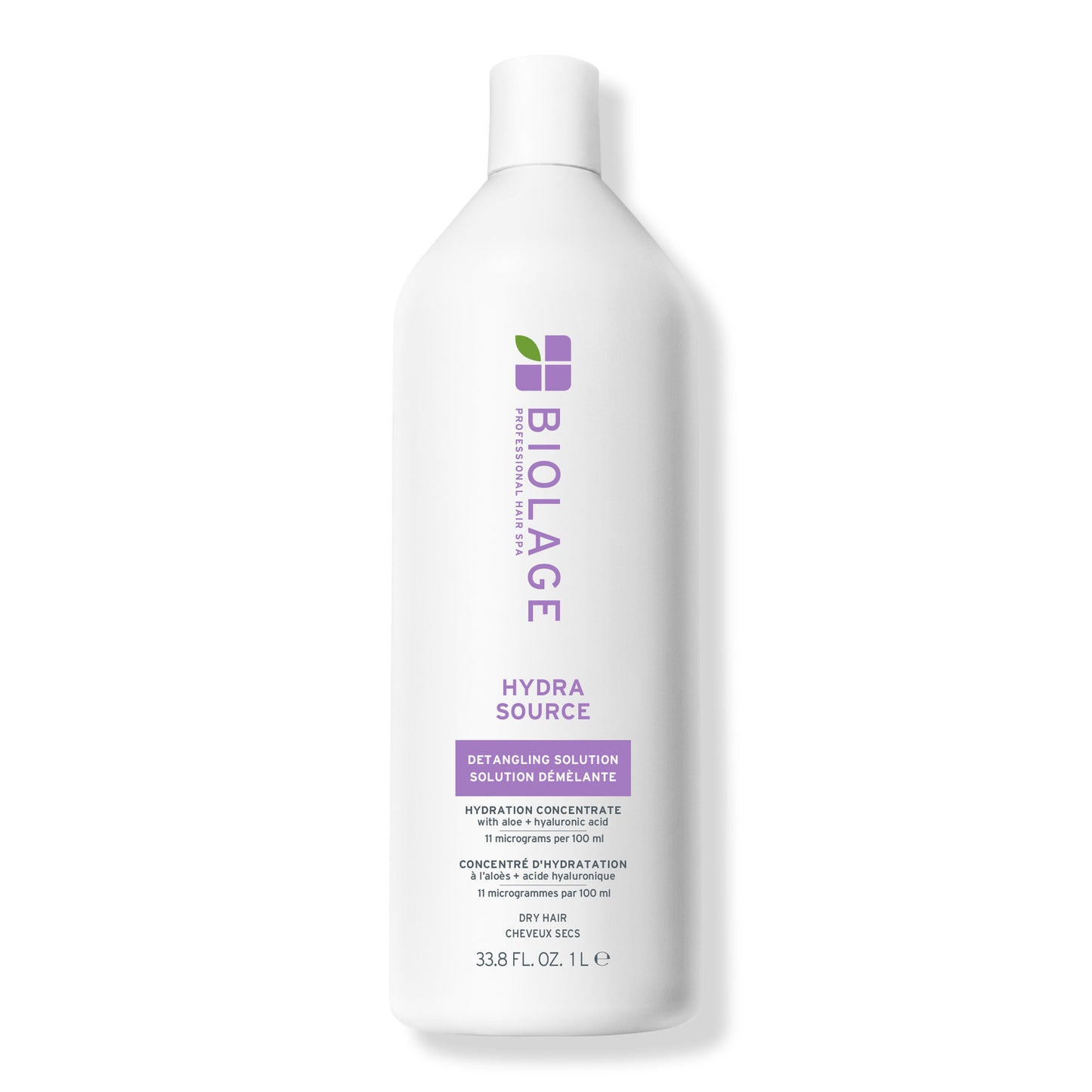 Biolage Hydra Source Detangling Solution 33.8 fl oz / 1 litre salon bottle, front view