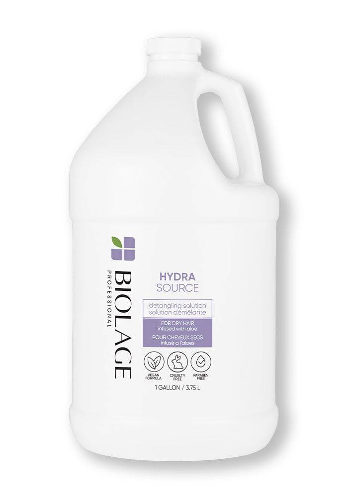 Biolage Hydra Source Detangling Solution 1 gallon / 3.75 L salon jug with handle, front view