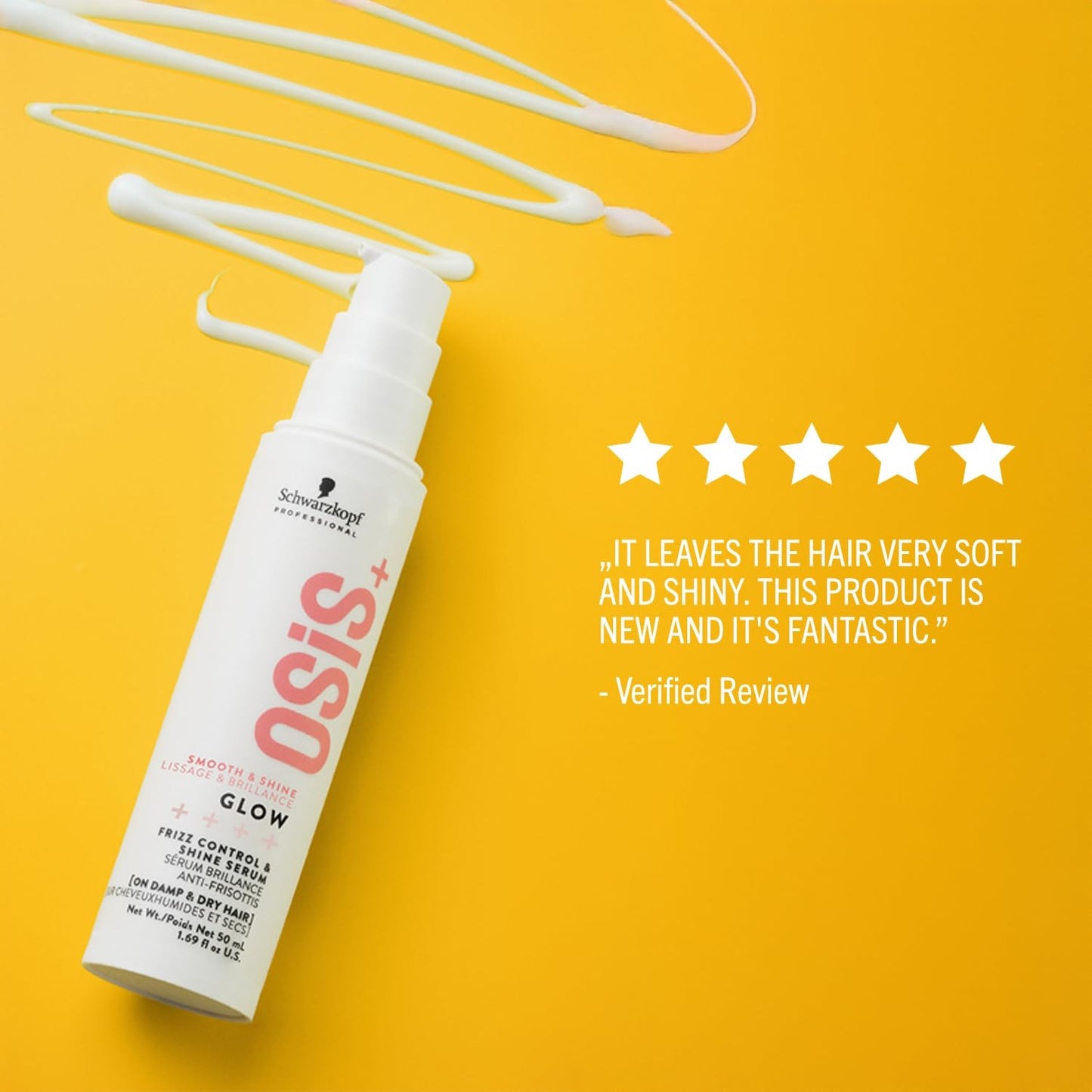 OSiS+ Glow Serum – Anti-Frizz Shine Booster for Silky, Glossy Hair