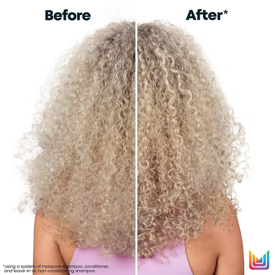 Matrix Instacure Anti-Breakage Leave-In Cream — before and after on curly, brittle hair