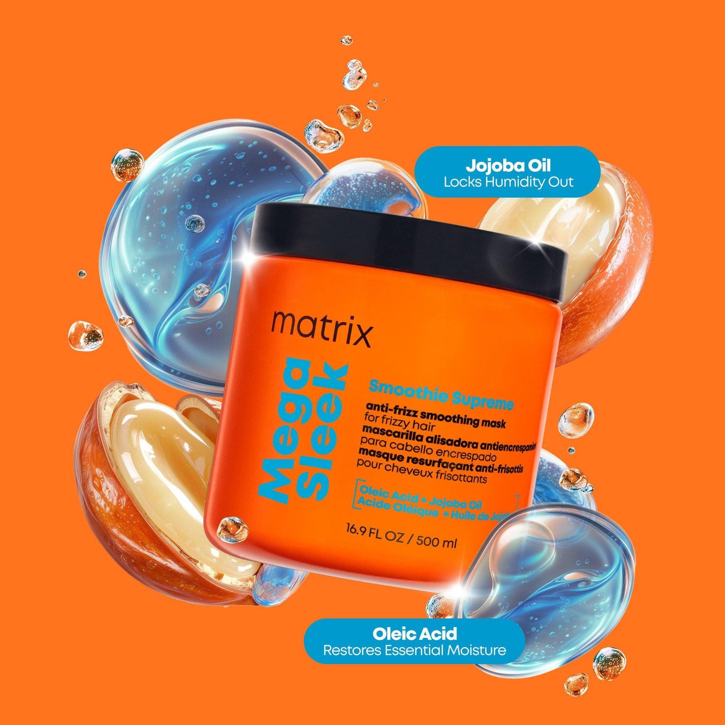 Matrix Mega Sleek Smoothie Supreme Mask — jojoba oil and oleic acid ingredient panel
