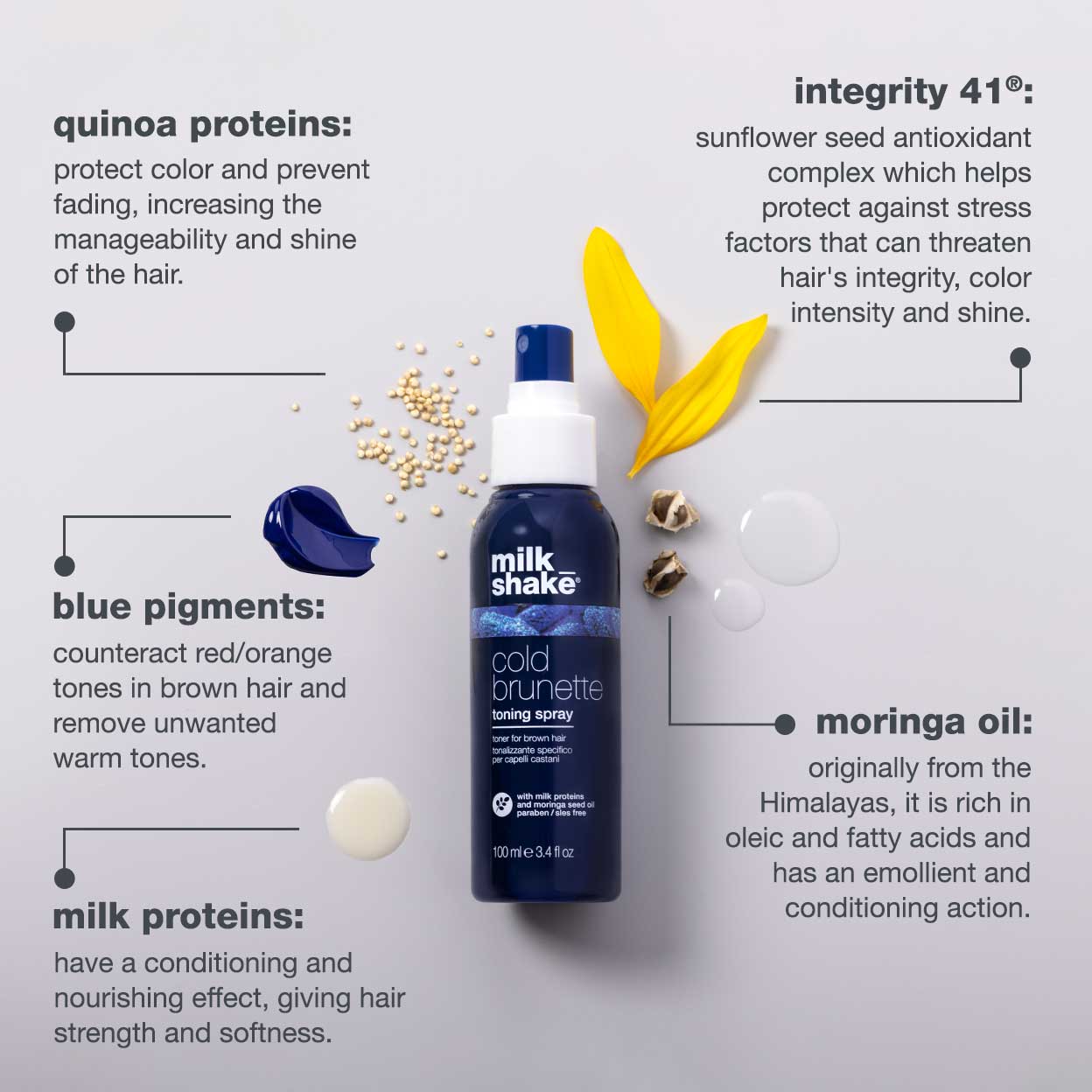 milk_shake Cold Brunette Toning Spray – Anti-Orange Leave-In for Brown Hair