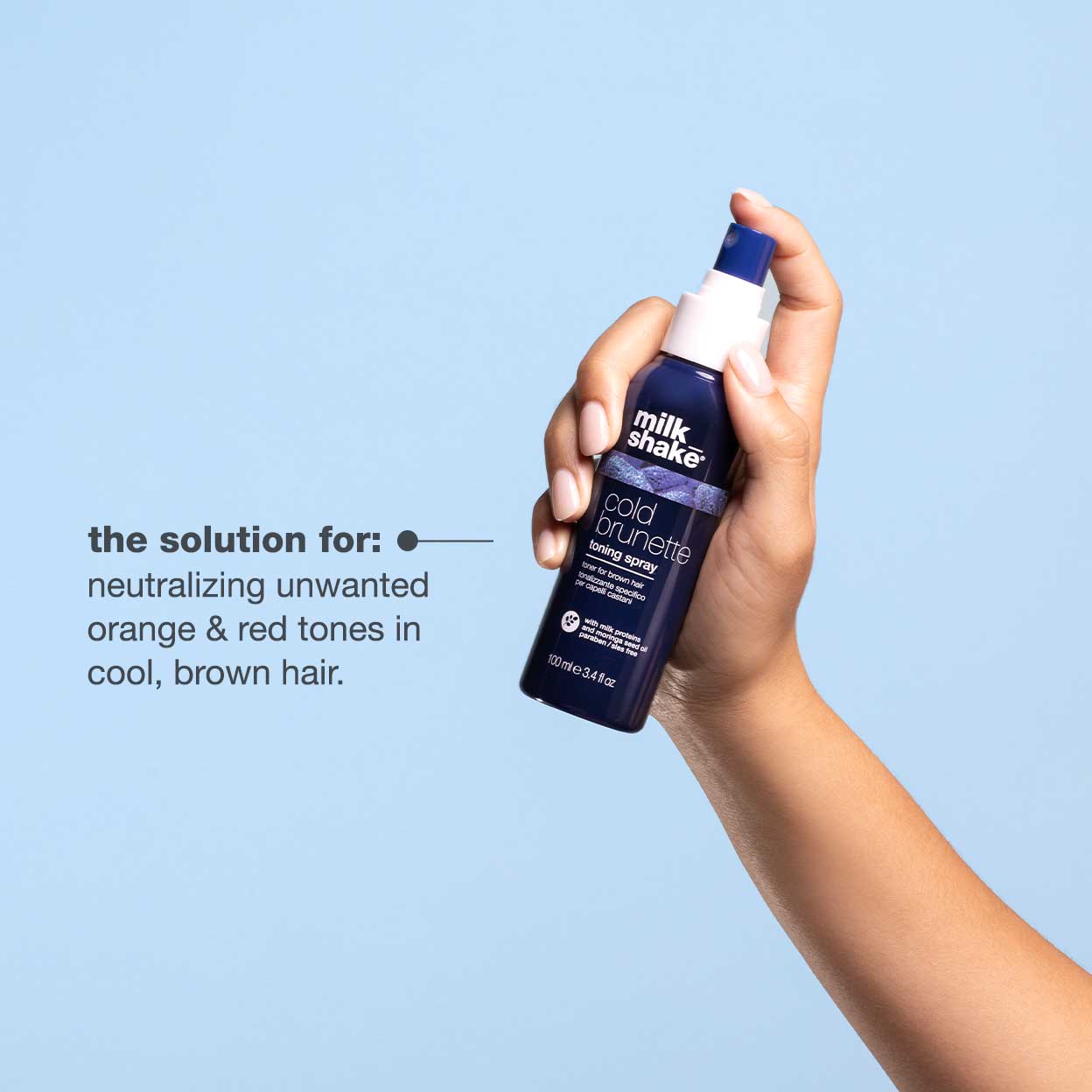 milk_shake Cold Brunette Toning Spray – Anti-Orange Leave-In for Brown Hair
