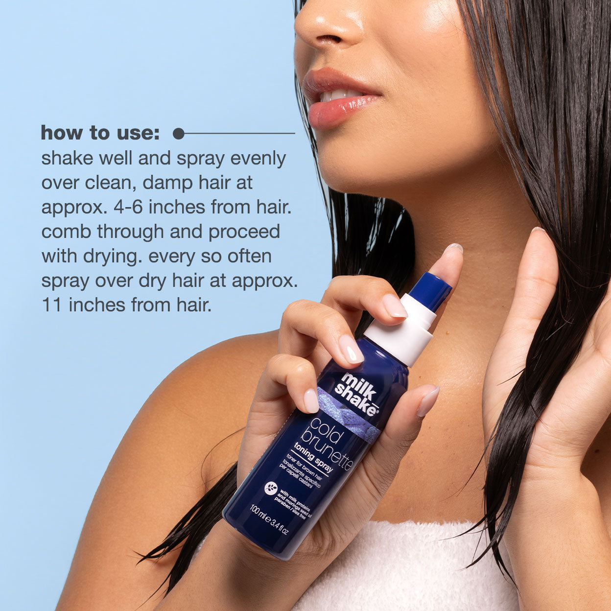 milk_shake Cold Brunette Toning Spray – Anti-Orange Leave-In for Brown Hair