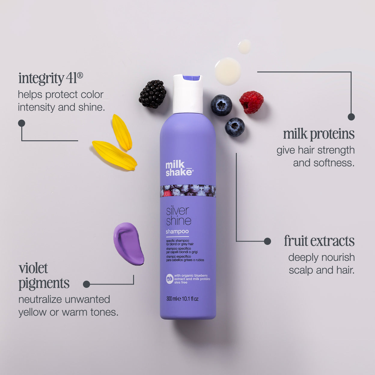 milk_shake Silver Shine Shampoo – Anti-Yellow Brightening for Blonde & Grey Hair