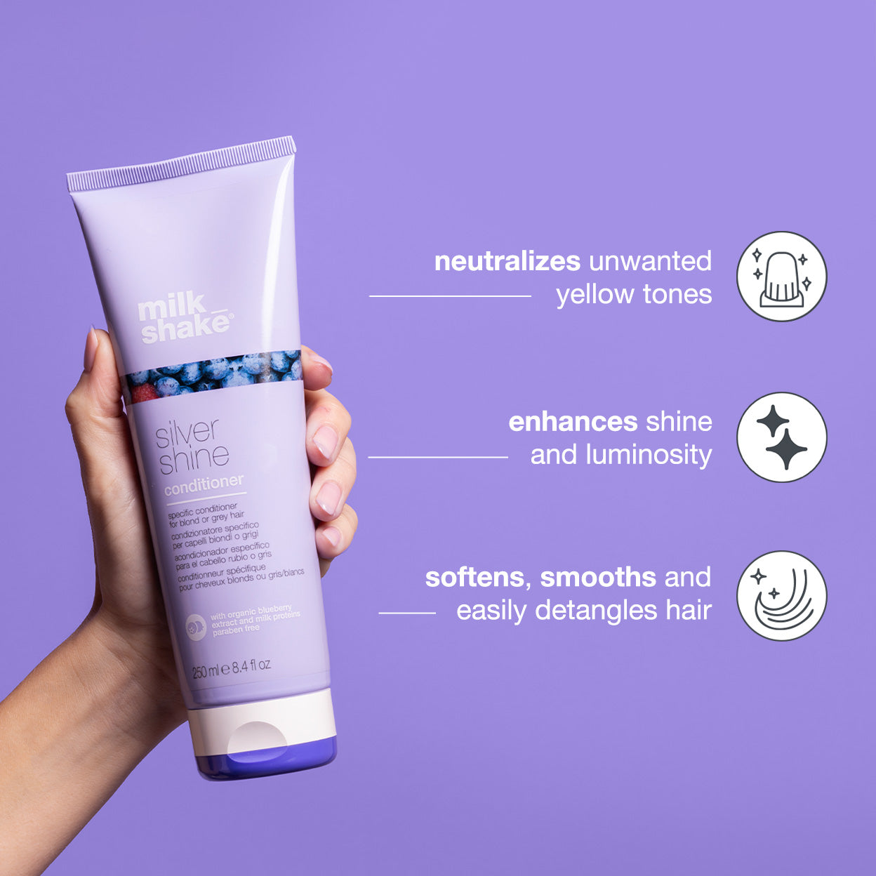 milk_shake Silver Shine Conditioner – Anti-Yellow Care for Blonde & Grey Hair
