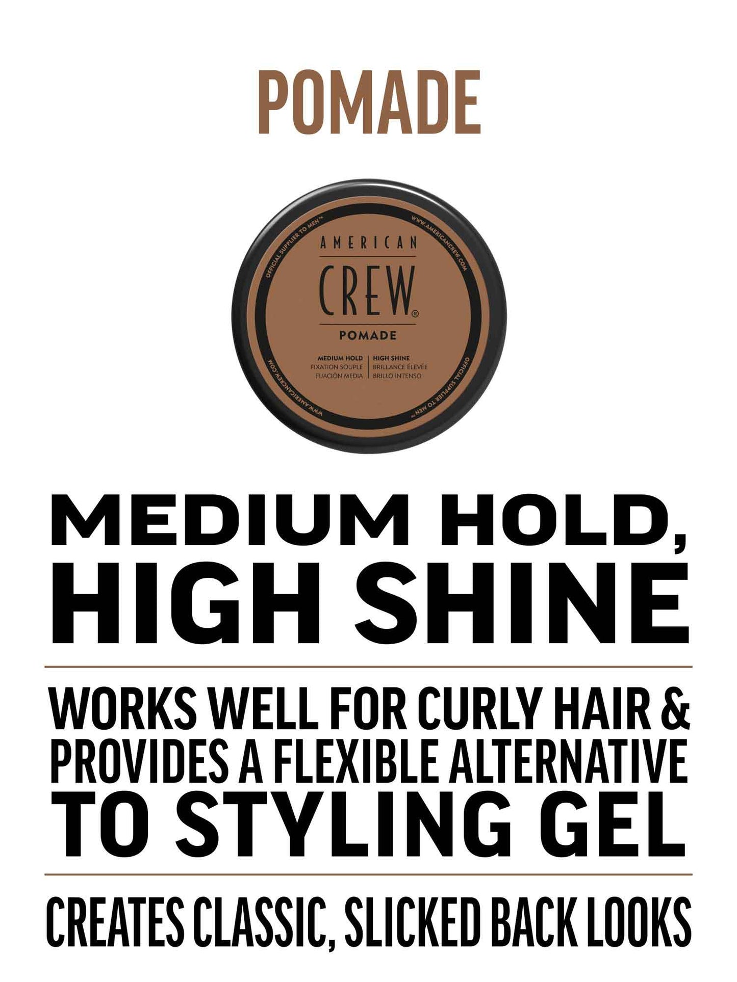 American Crew Pomade (Classic) – Glossy Hold, Slick Finish
