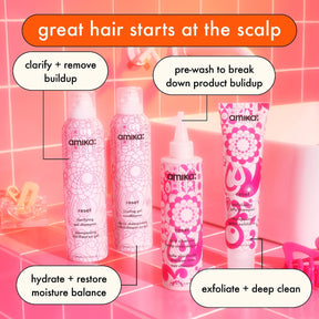 Amika - Reset - Aceite de limpieza de cuero cabelludo de carbón rosa |6.7 oz|