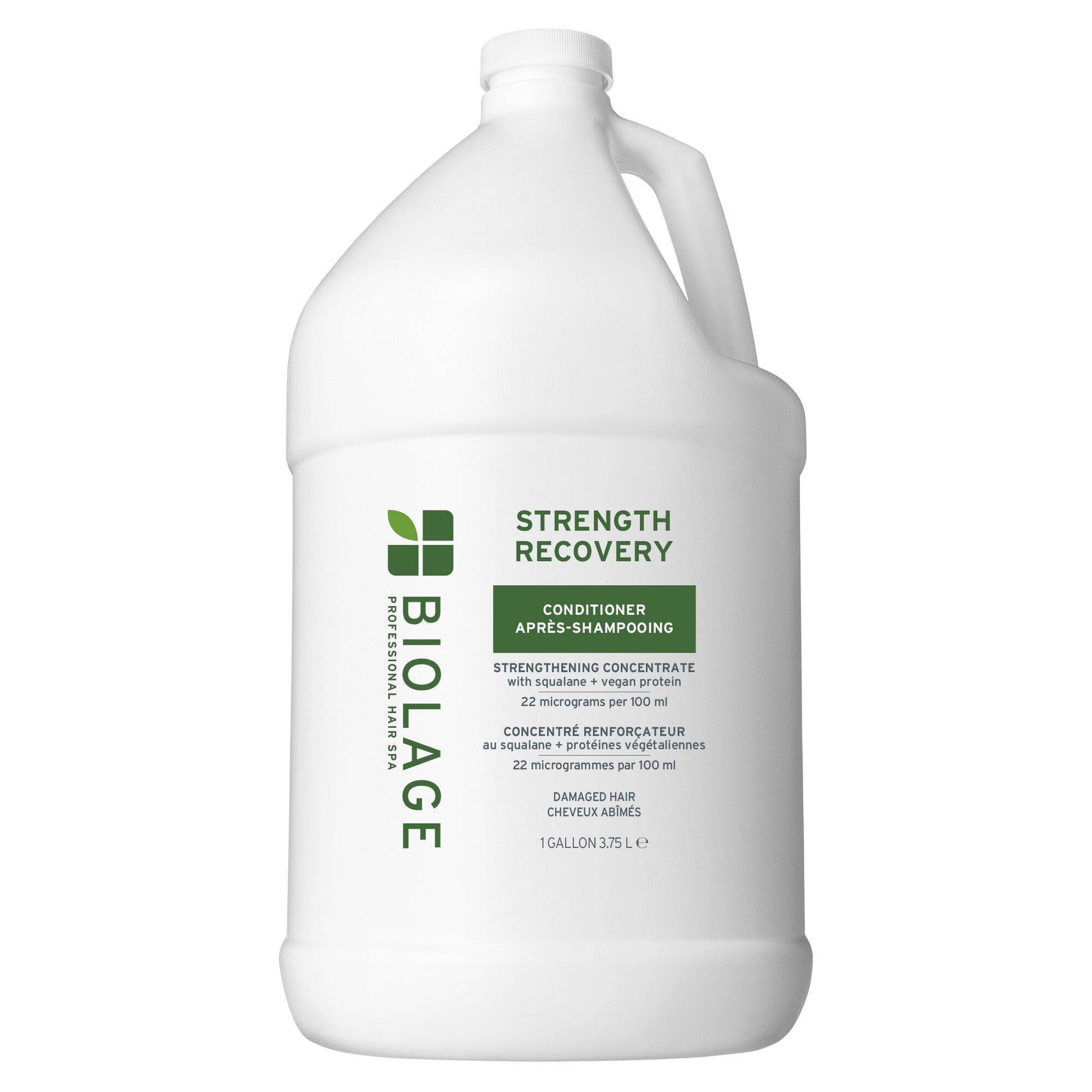 Biolage Strength Recovery Conditioner 1 gallon / 3.75 L salon jug with handle, front view