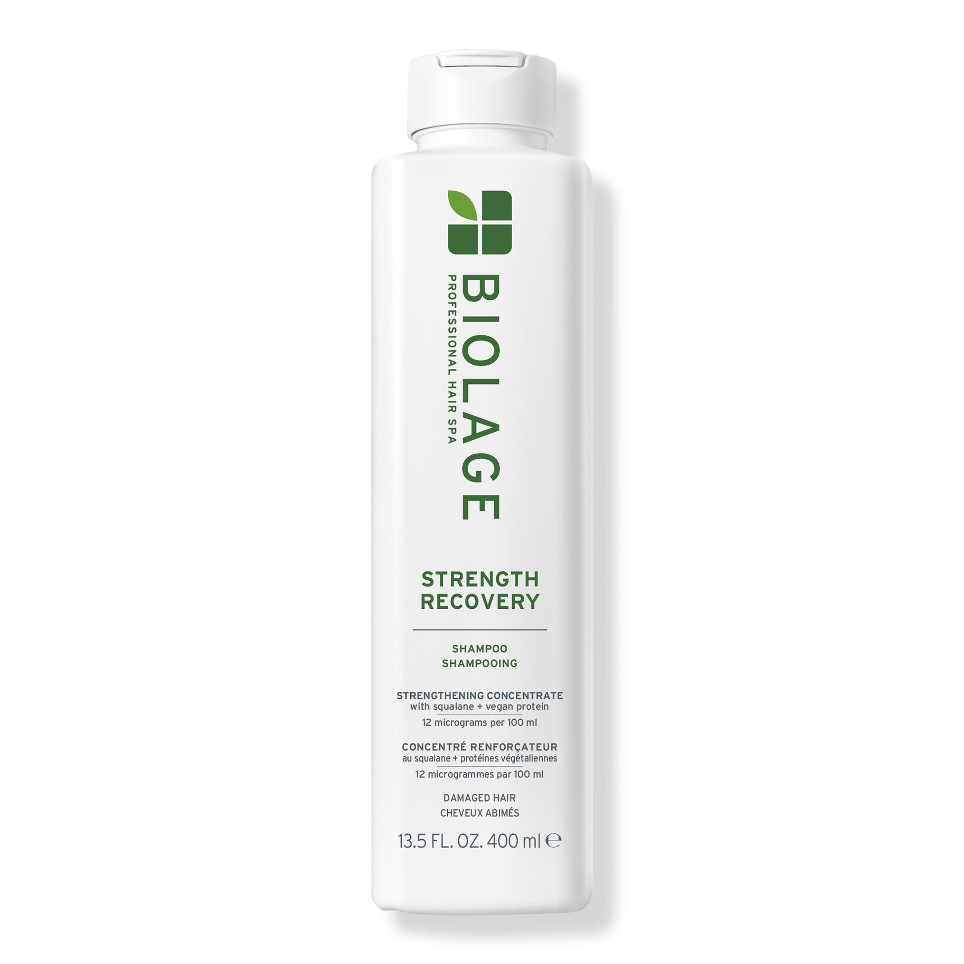 Biolage Strength Recovery Shampoo 13.5 fl oz / 400 ml bottle, front view