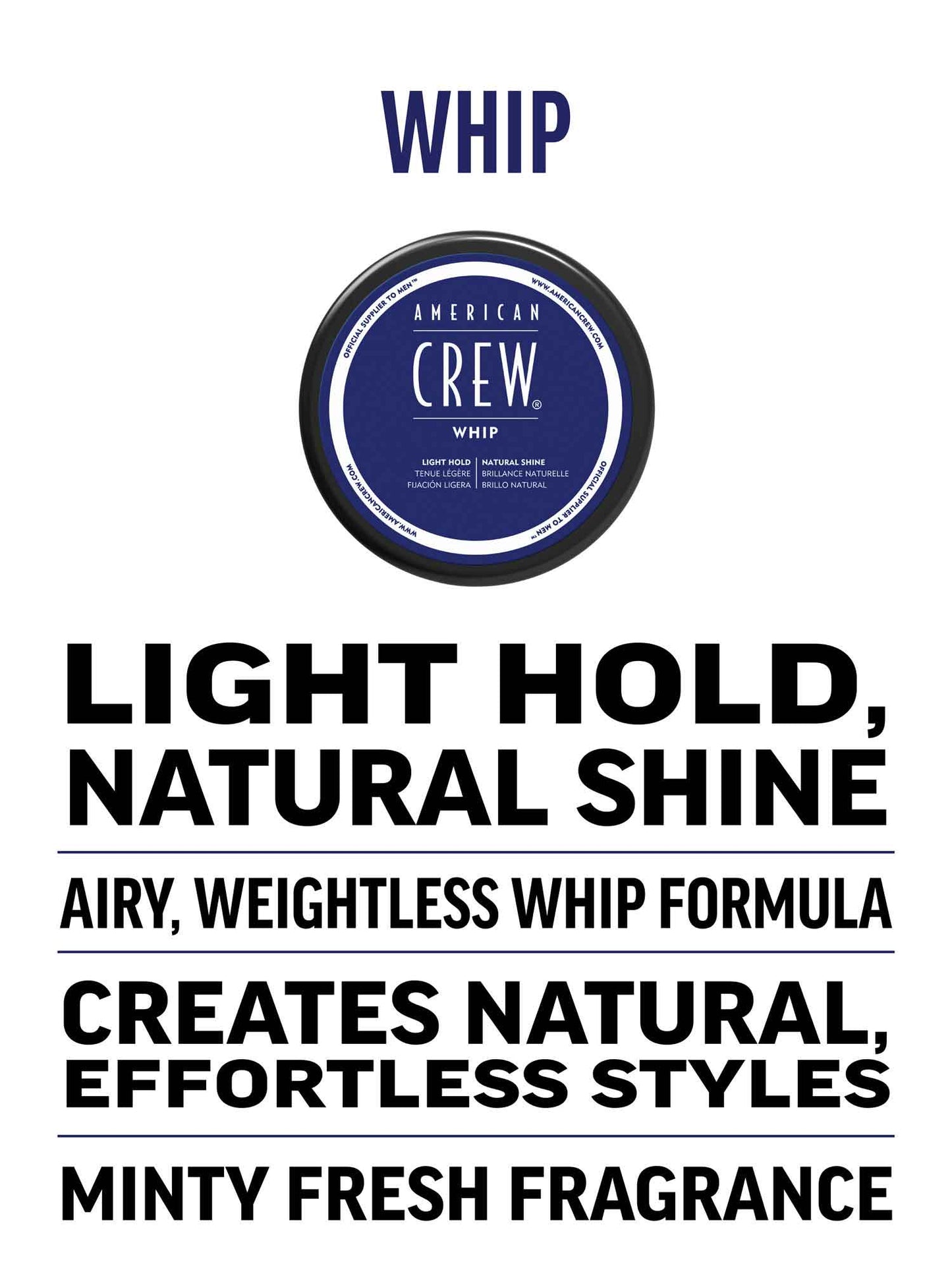 American Crew Whip Lightweight Styling Cream – Fluffy Texture