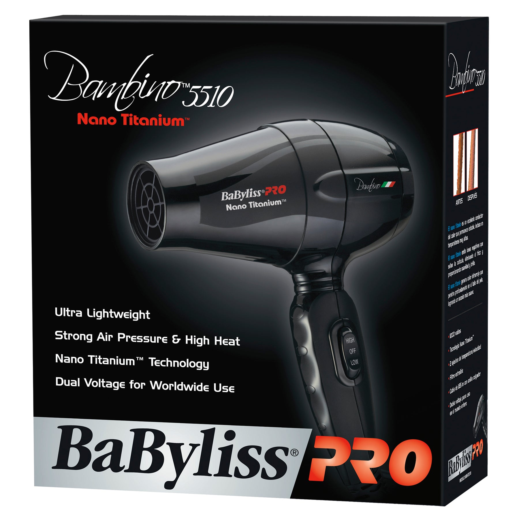 BaBylissPRO Nano Titanium Bambino Travel Hairdryer