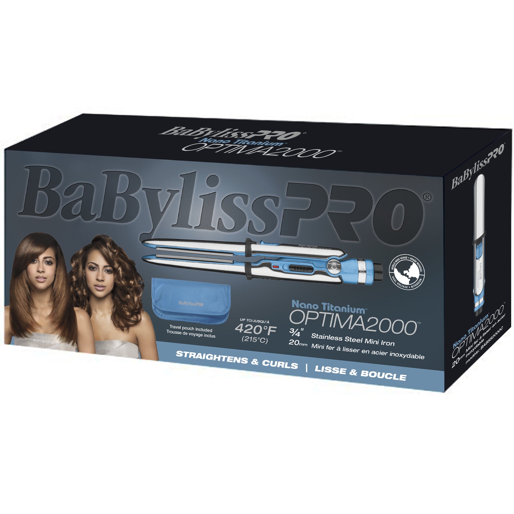 BaBylissPRO Nano Titanium Optima 3/4" Stainless Steel Mini Flat Iron