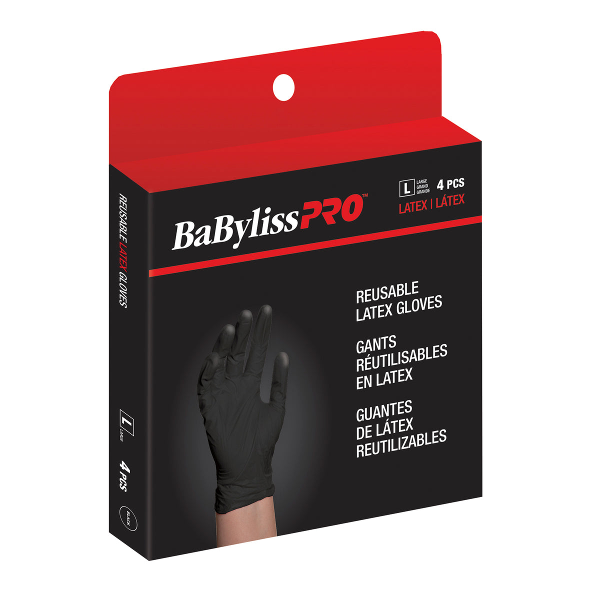 BaBylissPRO Reusable Latex Gloves, Large – Box of 4