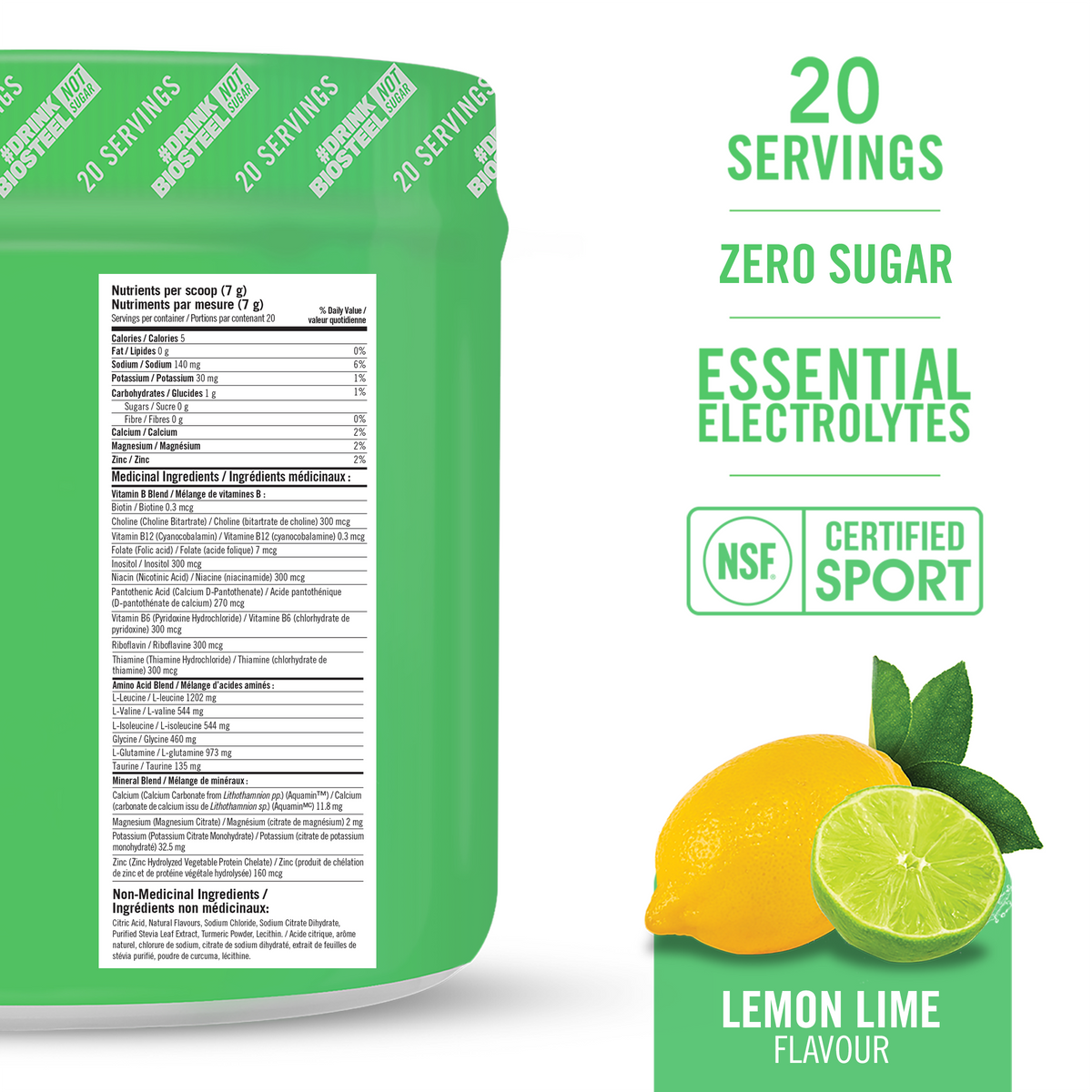 HYDRATION MIX / Lemon-Lime - 20 Servings - ProCare Outlet by BioSteel Sports Nutrition