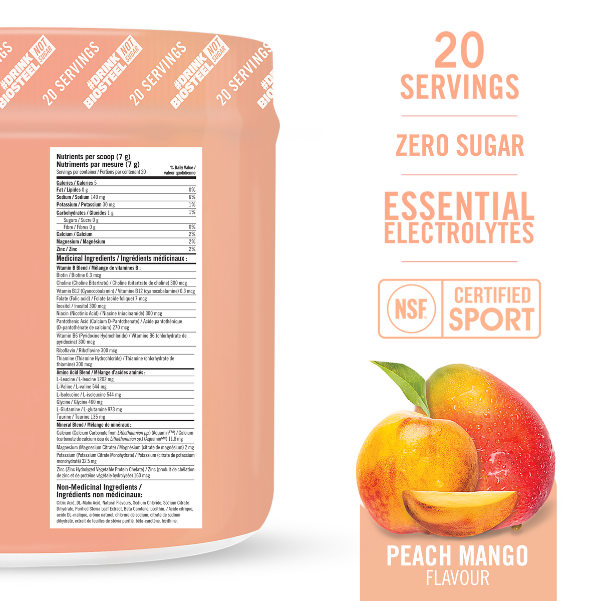 HYDRATION MIX / Peach Mango - 20 Servings - ProCare Outlet by BioSteel Sports Nutrition