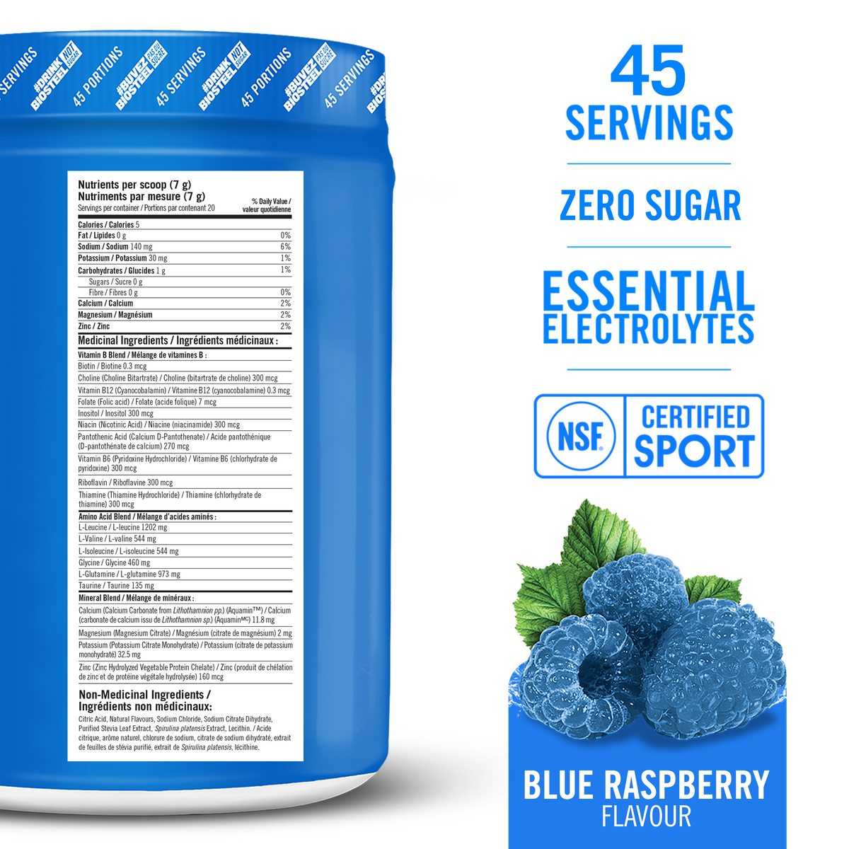 Hydration Mix / Blue Raspberry - 45 Servings - by BioSteel Sports Nutrition |ProCare Outlet|
