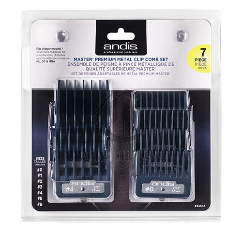 Andis Master Series Premium Metal Hair Clipper Attachment Comb 7 Piece Set - ProCare Outlet by Andis