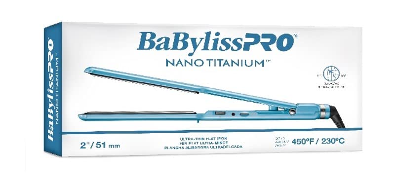 BaBylissPRO Nano Titanium & Ceramic Ultra-Slim Extra-Long Dual Voltage Flat Iron with 2 inch wide plate