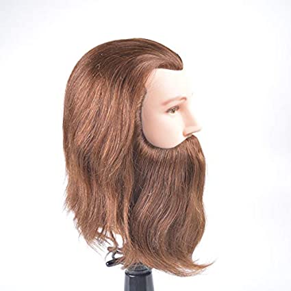 Prohair Mannequin Head Male - Mannequin Training Head Suitable for Coloring Blow Drying Bleaching Cutting, 100% Humun Hair High Density with Beard - by Prohair |ProCare Outlet|