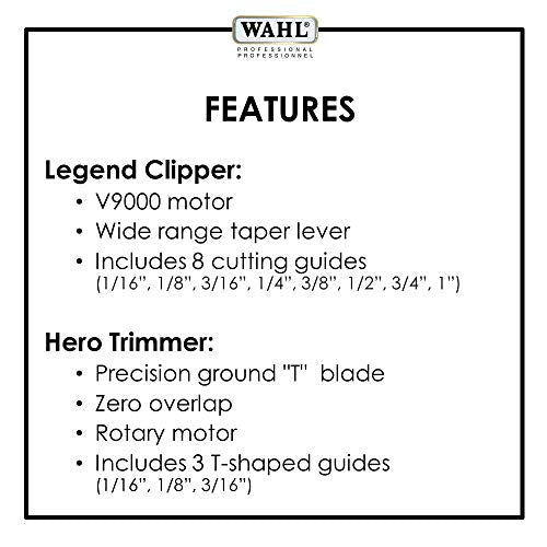 Wahl 5-Star Barber Combo #56272 - Legend Clipper y Hero T-Blade Trimmer
