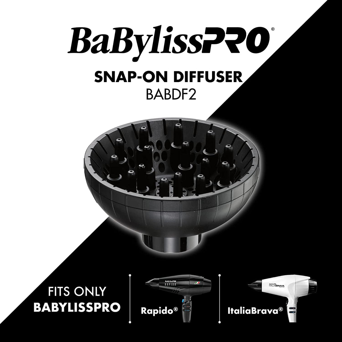 BaBylissPRO Snap-On Diffuser Attachment for Hair Dryer - for Rapido or Brava Hair Dryer ONLY