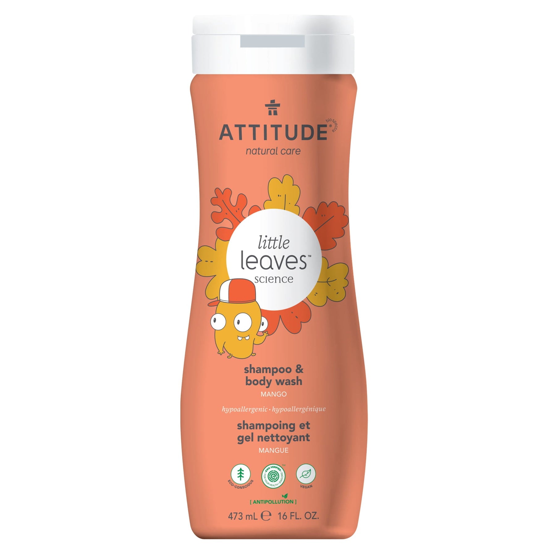 Shampoo and Body Wash 2-in-1 for kids : LITTLE LEAVES™ - Mango / 473 mL - by ATTITUDE |ProCare Outlet|