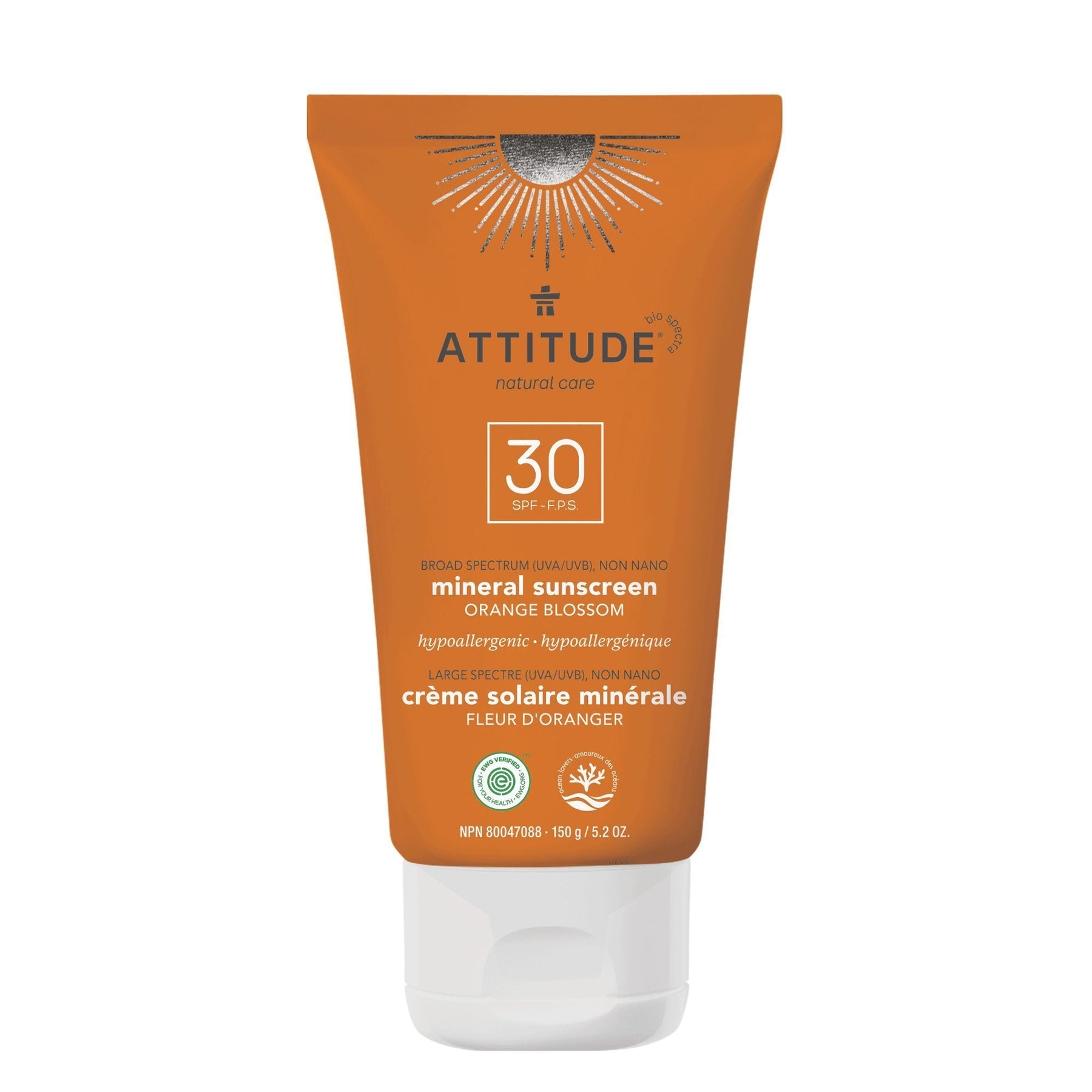 Moisturizer Mineral Sunscreen : SPF 30 - Orange Blossom - by ATTITUDE |ProCare Outlet|